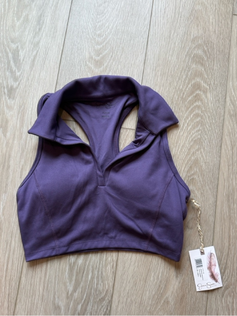Women's Size XS Jessica Simpson Active Collared Racerback Sports Bra Purple